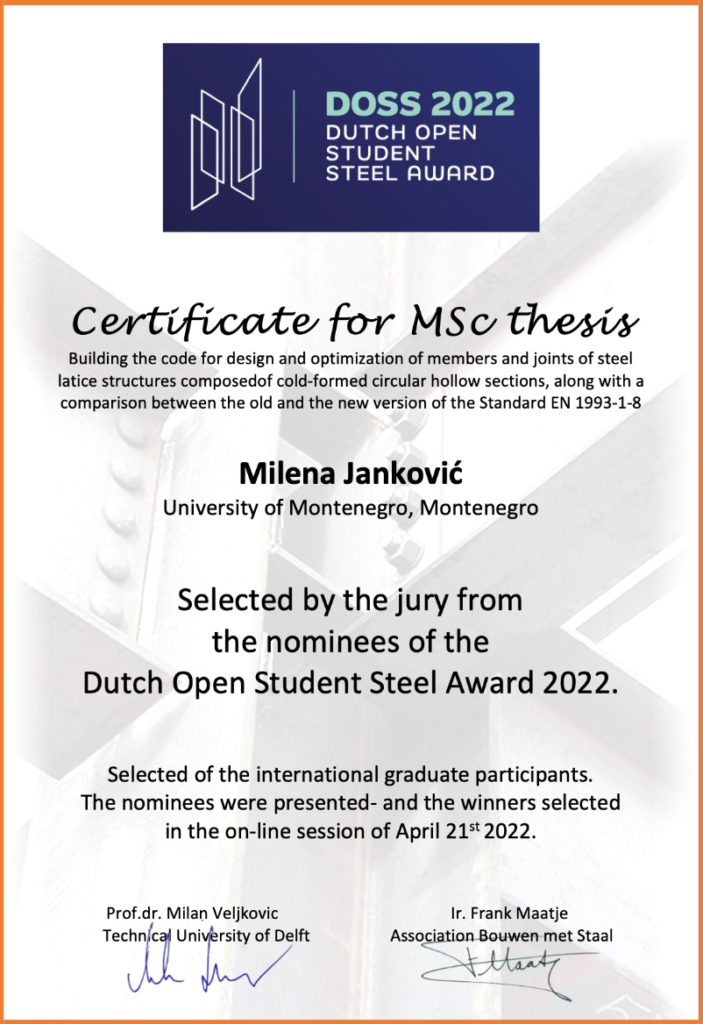 Building the code for design and optimization of members and joints of steel lattice structures composed of cold-formed circular hollow sections, along with a comparison between the old and the new version of the Standard EN 1993-1-8