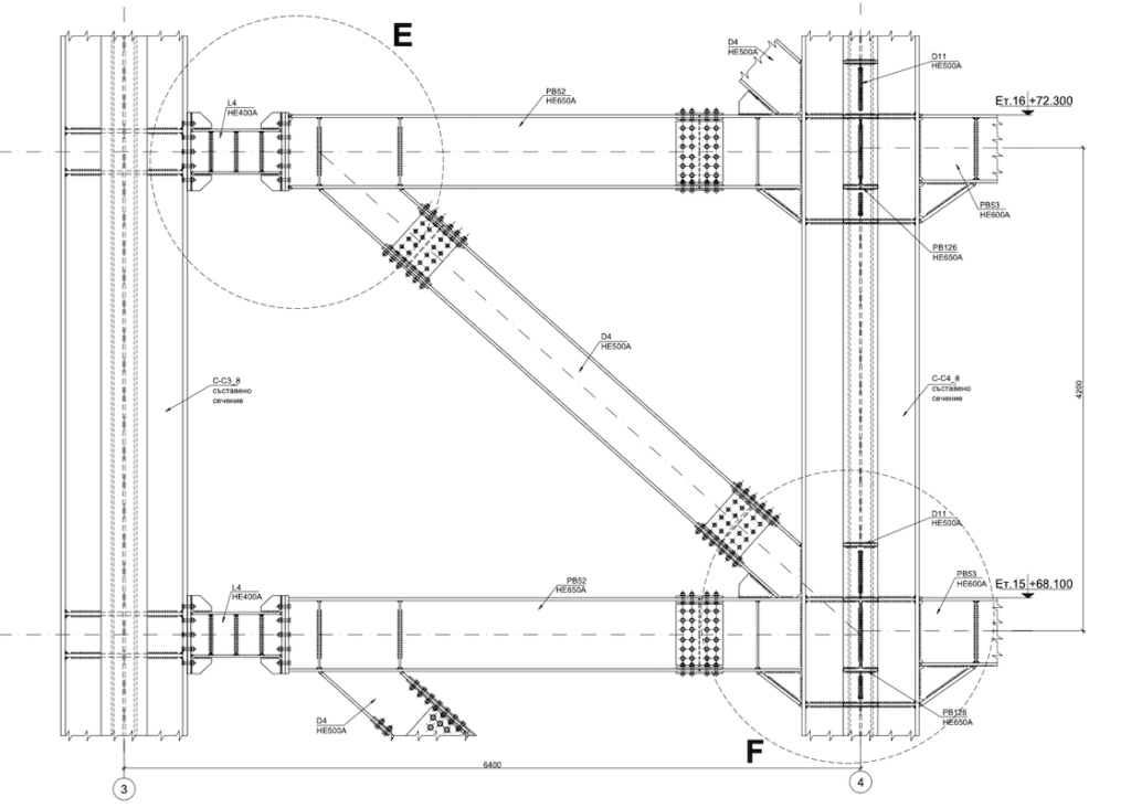 Structural design of the steel structure of multi-storey building in Sofia